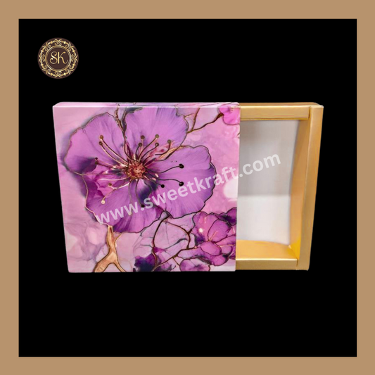 9 Cavity Floral Print Box | 9 Cavity Box | Chocolate Box | Gift Box | Mithai Box | Purple- (Only Box) Sweetkraft | Baking supplies
