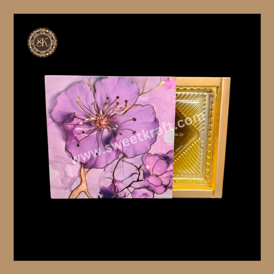 9 Combo Floral Print Box | 9 Cavity Box | Chocolate Box | Gift Box | Mithai Box | Purple- (With Cavity & Lid Cover) Sweetkraft | Baking supplies