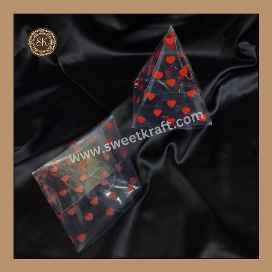 Triangle Heart Box - 050D01 PVC | Heart Box | Chocolate Box | Triangle Box | Red Colour - 5 Pieces & 10 Pieces Sweetkraft | Baking supplies