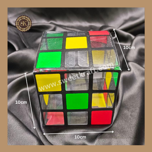 140F01 PVC Box | Chocolate PVC  Box | Cube Puzzles Print Box | Gifting Box | Multi Colour (Pack of 5pcs) Sweetkraft | Baking supplies