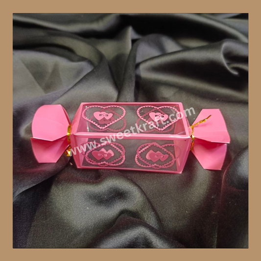 F-190 | Chocolate PVC  Box | Heart Box | Gifting Box | Pink Colour Sweetkraft | Baking supplies