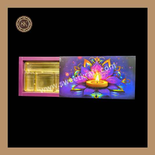 18 Pataka Diwali Box | Mithai Box | Happy Diwali | Golden Cavity Box | Chocolate Box | Gift Box | Multi Colour - (With Cavity & Lid Cover)