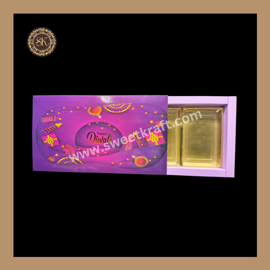 18 Partition Diwali Box | Mithai Box | Happy Diwali | Golden Cavity Box | Chocolate Box | Gift Box | 	Purple Colour - (With Cavity Lid Cover)