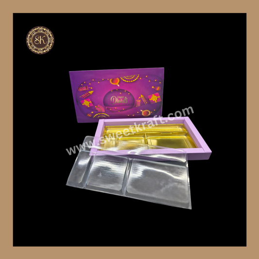 18 Pataka Diwali Box | Mithai Box | Happy Diwali | Golden Cavity Box | Chocolate Box | Gift Box | Purple Colour - (With Cavity Lid Cover)