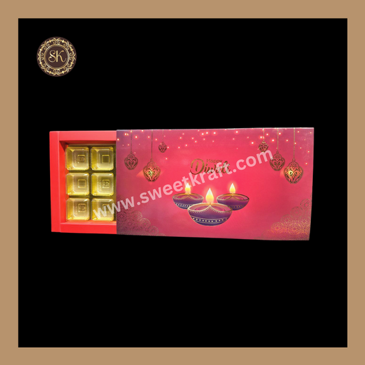 18 Cavity Diwali Box | Mithai Box | Happy Diwali | Golden Cavity Box | Chocolate Box | Gift Box | Red Colour - (With Cavity Lid Cover)