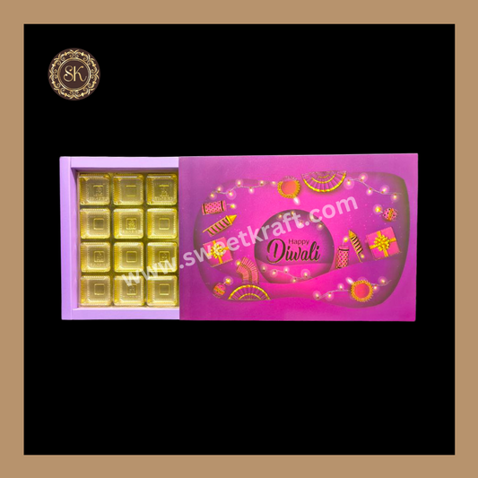 24 Cavity Diwali Box | Golden Cavity | Chocolate Box | Gift Box | Mithai Box | Purple- (With Cavity Lid Cover)