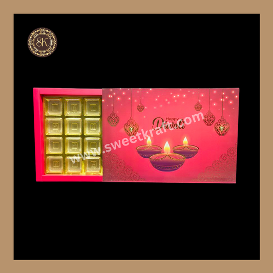 24 Cavity Diwali Box | Golden Cavity | Chocolate Box | Gift Box | Mithai Box | Red- (With Cavity Lid Cover)
