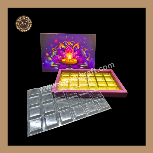 24 Cavity Diwali Box | Golden Cavity | Chocolate Box | Gift Box | Mithai Box | Multi- (With Cavity Lid Cover)