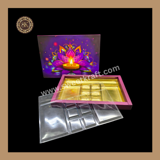 24 Pataka Diwali Box | Golden Cavity | Chocolate Box | Gift Box | Mithai Box | Multi- (With Cavity Lid Cover)