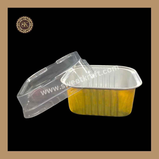 Square Foil Container | Brownie Container | Dessert Foil Containers | Alunimium Foil Container With Lid Cover | Color - Golden | Pack Of -10pcs, 50pcs & 100pcs