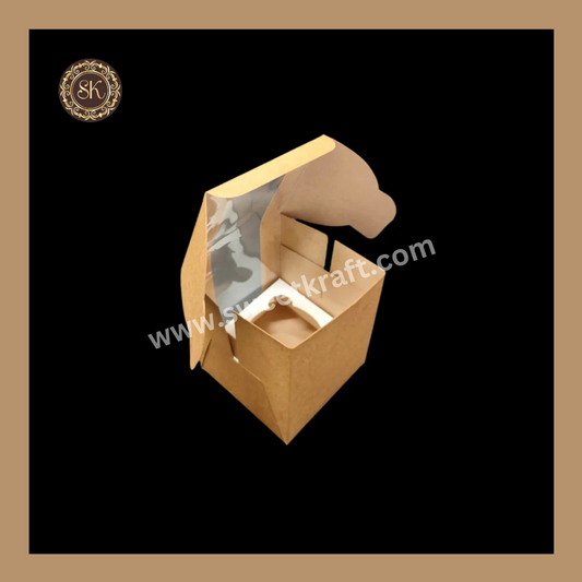 1 Kraft Cupcake L-Shaped Window Box | Cupcake Box | Kraft Box Sweetkraft | Baking supplies