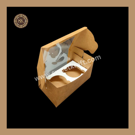 2 Kraft Cupcake L-Shaped Window Box | Cupcake Box | Kraft Box Sweetkraft | Baking supplies