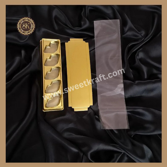 5 Choco Pack Lips | Cavity Box | Chocolate Box | Valentine's day Chocolate Box | Golden Colour - 5 Pieces & 10 Pieces Sweetkraft | Baking supplies
