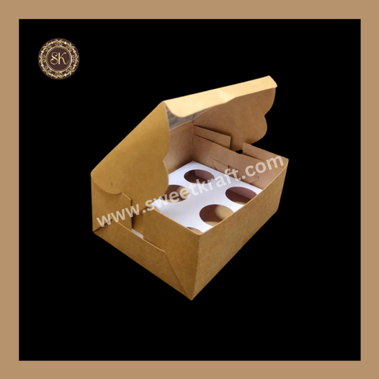 6 Mini Cupcake | Mini Window Cupcake Box | Kraft Cupcake Box Sweetkraft | Baking supplies