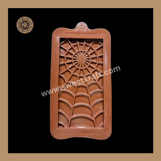 Silicone Chocolate Mould | Spider Web Silicone Bar Mould | Brown Silicone Mould | Pack Of 1pc (CSM-007) Sweetkraft | Baking supplies