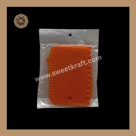 Icing Scraper | Plastic Scrapper | Multipurpose Baking Tools | Orange | Pack Of 4pcs Sweetkraft | Baking supplies