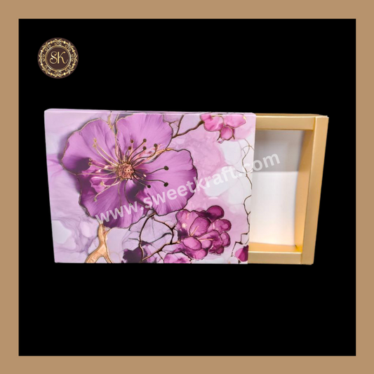 12 Cavity Floral Print Box | 12 Cavity Box | Chocolate Box | Gift Box | Mithai Box | Purple- (Only Box) Sweetkraft | Baking supplies