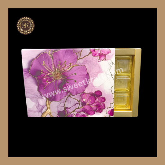 12 DC Floral Print Box | 12 Cavity Box | Chocolate Box | Gift Box | Mithai Box | Purple- (With Cavity Tray & Lid Cover) Sweetkraft | Baking supplies