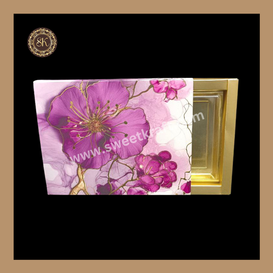 12 Partiion Floral Print Box | 12 Cavity Box | Chocolate Box | Gift Box | Mithai Box | Purple- (With Cavity Tray & Lid Cover) Sweetkraft | Baking supplies