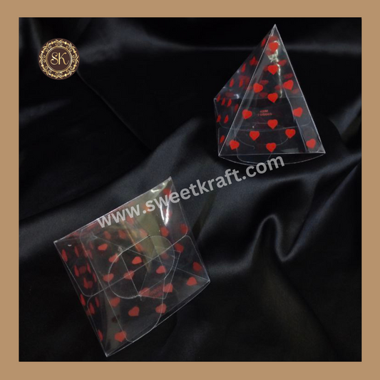 Triangle Heart Box - 050B01 PVC | Heart Box | Chocolate Box | Triangle Box | Red Colour - 5 Pieces & 10 Pieces Sweetkraft | Baking supplies