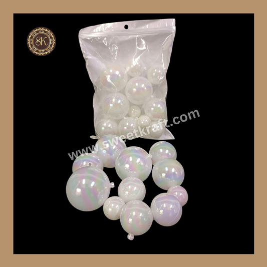 Crystal Faux Balls | Crystal Balls | Cake Decoration Ball | White - Pack of 12 Pieces. Sweetkraft | Baking supplies