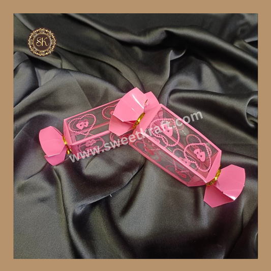 F-190 | Chocolate PVC  Box | Heart Box | Valentine's Day Box | Gifting Box | Pink Colour Sweetkraft | Baking supplies