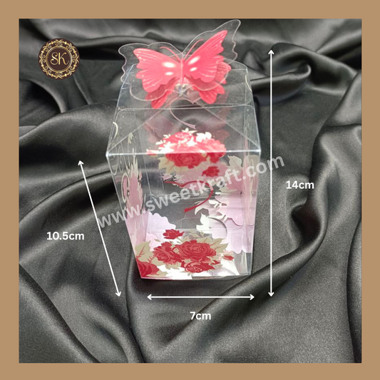 00964 PVC Box | Chocolate PVC  Box | Rose Print Box | Gifting Box | Red Colour Sweetkraft | Baking supplies