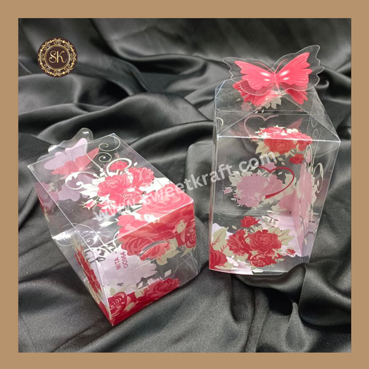 00964 PVC Box | Chocolate PVC  Box | Rose Print Box | Gifting Box | Red Colour Sweetkraft | Baking supplies