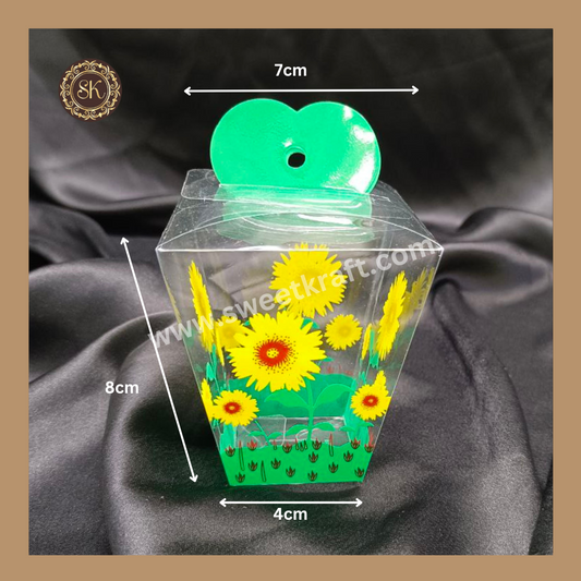 F-087 PVC Box | Chocolate PVC  Box | Sunflower Print Box | Gifting Box | Green Colour Sweetkraft | Baking supplies