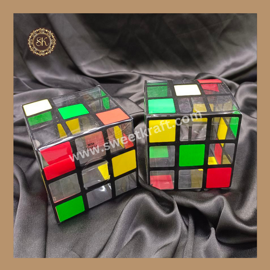 140F01 PVC Box | Chocolate PVC  Box | Cube Puzzles Print Box | Gifting Box | Multi Colour (Pack of 5pcs) Sweetkraft | Baking supplies