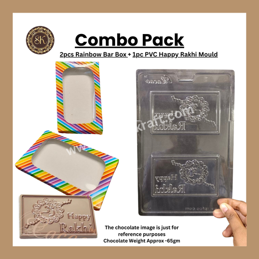 Rainbow Combo Pack | Chocolate Bar Box | Multi Colour Print Bar Box | PVC Bar Mould | Chocolate Mould Sweetkraft | Baking supplies