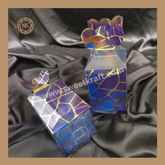SG-01 PVC Box | Chocolate PVC  Box | Golden Printed Blue Box | Gifting Box | Blue Colour Sweetkraft | Baking supplies