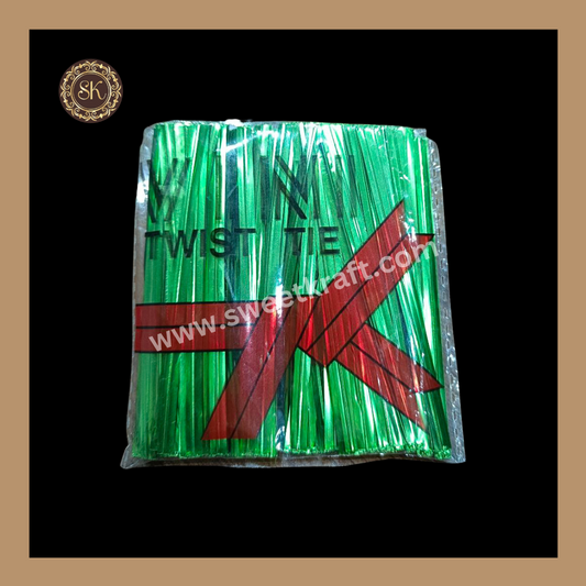 Twister Ties | Metallic Twist Ties | Metallic Twister Tie | Aluminium Twister Tie | Chocolate Twester - Green Colour Sweetkraft | Baking supplies