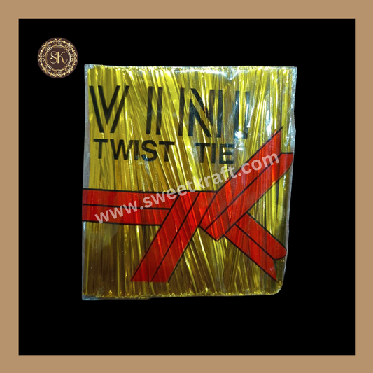 Twister Ties | Metallic Twist Ties | Metallic Twister Tie | Aluminium Twister Tie | Chocolate Twester - Golden Colour Sweetkraft | Baking supplies