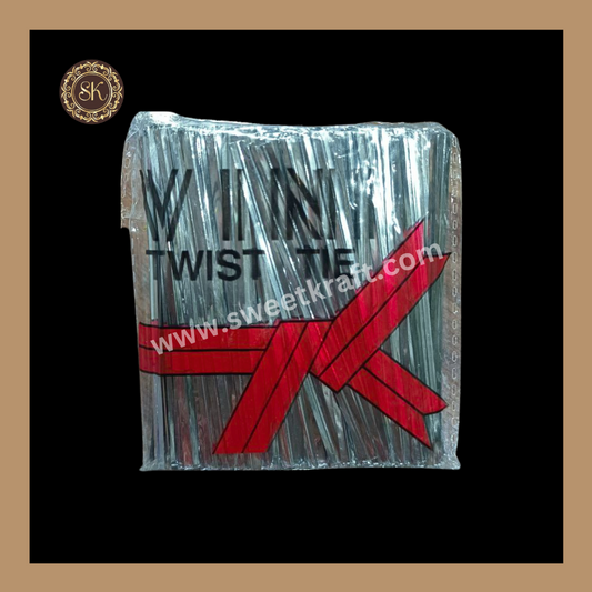 Twister Ties | Metallic Twist Ties | Metallic Twister Tie | Aluminium Twister Tie | Chocolate Twester - Silver Colour Sweetkraft | Baking supplies