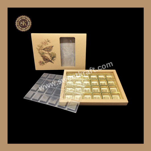 24 Eco-Nature Cavity Box | Golden Cavity Box | Chocolate Box | Gift Box - (With Cavity & Lid Cover) Sweetkraft | Baking supplies