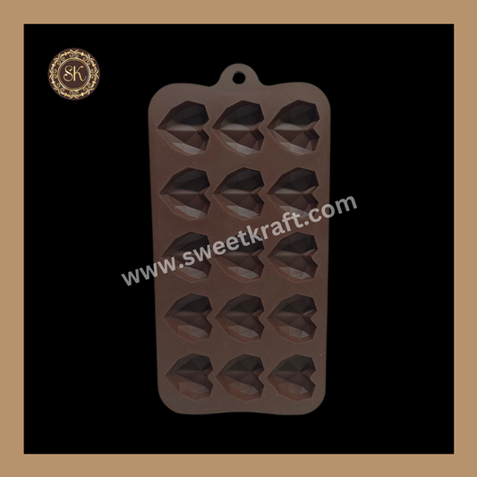 Silicon Chocolate Mould | Diamond Heart Silicone Mould | Brown Silicone Mould | Pack Of 1pc (CSM-024) Sweetkraft | Baking supplies