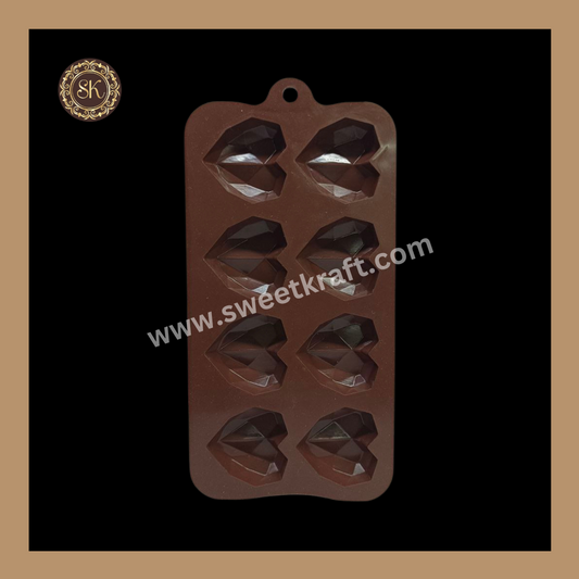 Silicon Chocolate Mould | Diamond Heart Silicone Mould | Brown Silicone Mould | Pack Of 1pc (CSM-025) Sweetkraft | Baking supplies