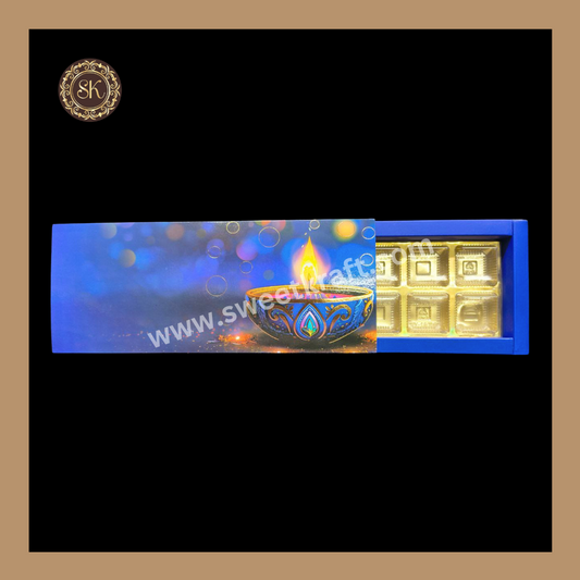 12 Cavity Diwali Box | Mithai Box | Happy Diwali | Golden Cavity Box | Chocolate Box | Gift Box | Blue Colour - (With Cavity & Lid Cover)
