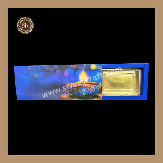 12 Partition Diwali Box | Mithai Box | Happy Diwali | Golden Cavity Box | Chocolate Box | Gift Box | Blue Colour - (With Cavity & Lid Cover)