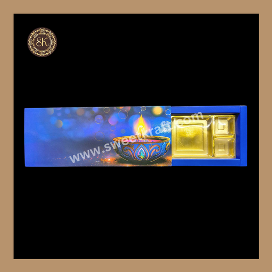 12 DC Diwali Box | Mithai Box | Happy Diwali | Golden Cavity Box | Chocolate Box | Gift Box | Blue Colour - (With Cavity & Lid Cover)