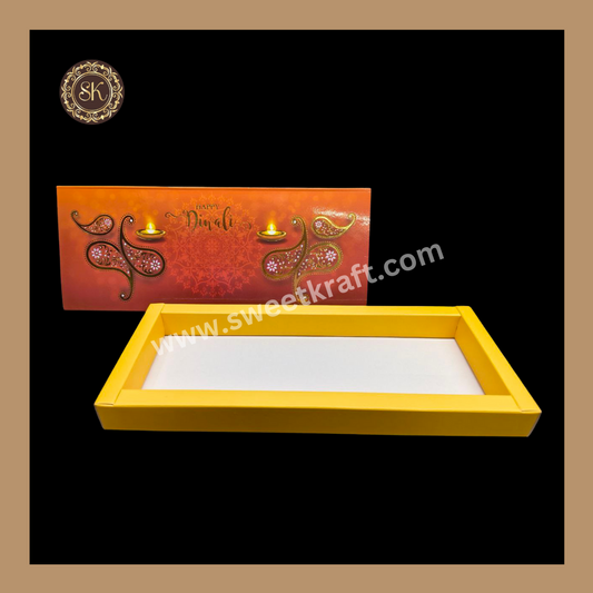 12 Cavity Diwali Box | Mithai Box | Happy Diwali | Golden Cavity Box | Chocolate Box | Gift Box | Yellow Colour - (Only Box)