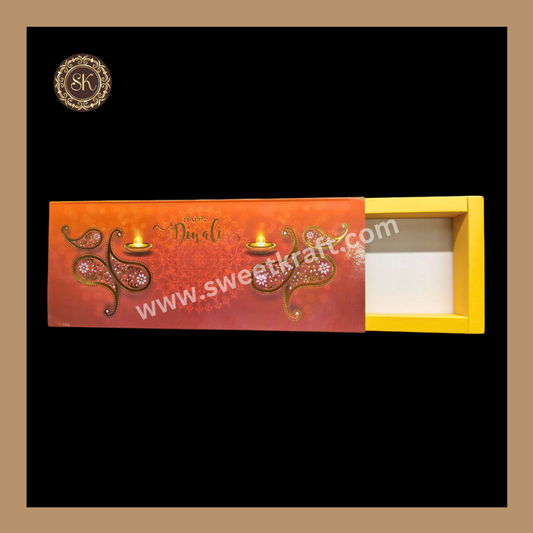 12 Cavity Diwali Box | Mithai Box | Happy Diwali | Golden Cavity Box | Chocolate Box | Gift Box | Yellow Colour - (Only Box)