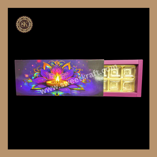 12 Cavity Diwali Box | Mithai Box | Happy Diwali | Golden Cavity Box | Chocolate Box | Gift Box | Multi Colour - (With Cavity & Lid Cover)