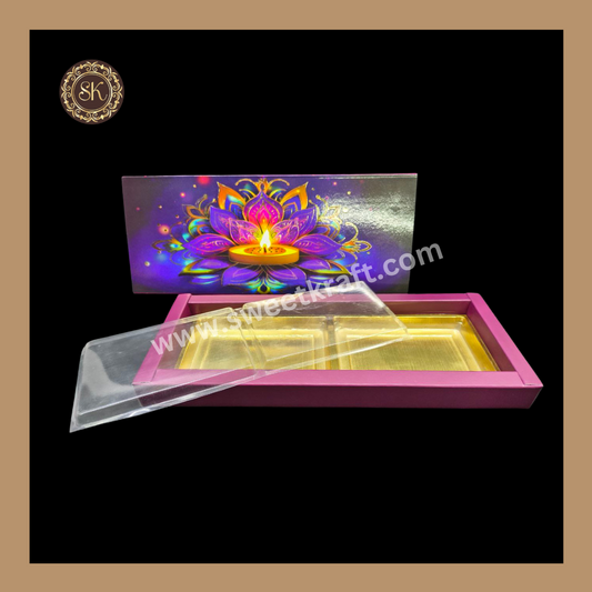 12 Partition Diwali Box | Mithai Box | Happy Diwali | Golden Cavity Box | Chocolate Box | Gift Box | Multi Colour - (With Cavity & Lid Cover)