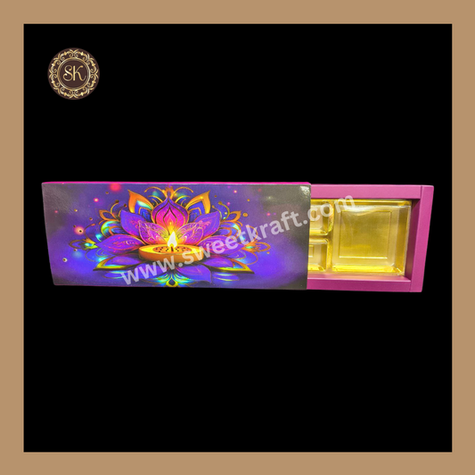 12 DC Diwali Box | Mithai Box | Happy Diwali | Golden Cavity Box | Chocolate Box | Gift Box | Multi Colour - (With Cavity & Lid Cover)