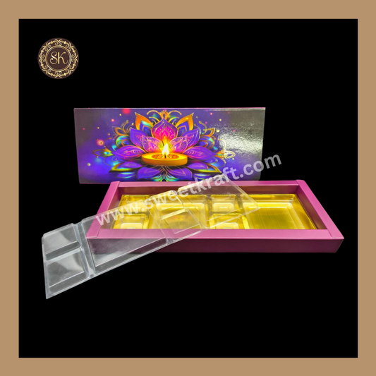 12 DC Diwali Box | Mithai Box | Happy Diwali | Golden Cavity Box | Chocolate Box | Gift Box | Multi Colour - (With Cavity & Lid Cover)