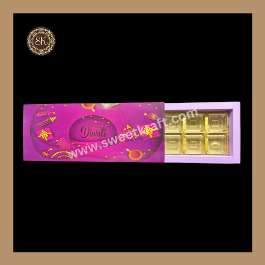 12 Cavity Diwali Box | Mithai Box | Happy Diwali | Golden Cavity Box | Chocolate Box | Gift Box | Purple Colour - (With Cavity & Lid Cover)