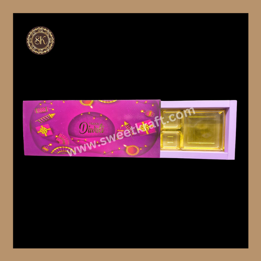 12 DC Diwali Box | Mithai Box | Happy Diwali | Golden Cavity Box | Chocolate Box | Gift Box | Purple Colour - (With Cavity & Lid Cover)
