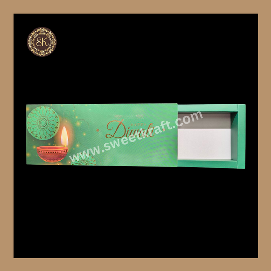 12 Cavity Diwali Box | Mithai Box | Happy Diwali | Golden Cavity Box | Chocolate Box | Gift Box | Green Colour - (Only Box)